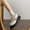 French Platform Retro Small Leather Shoes Women's 2025 Spring and Summer New Versatile Bow Pearl Mary Jane Small Leather Shoes Women