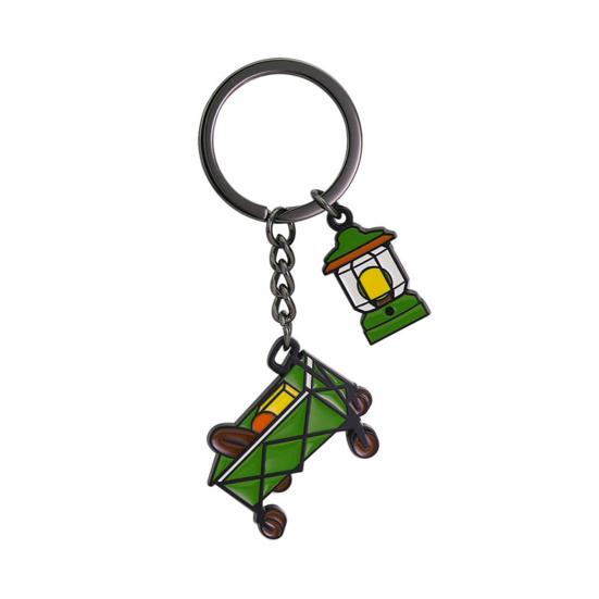 Pingente de Chaveiro Liga de Zinco Processo de Gotejamento de Óleo Estilização Tema Camping Porta-Chaves Portátil Design Versátil Chaveiro com Tema Natureza