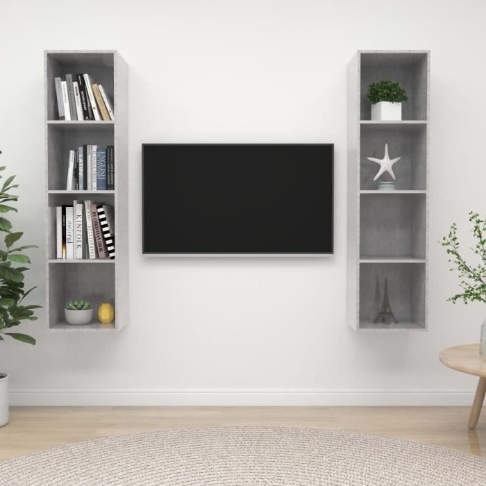 VidaXL Meubles TV muraux 2 pcs Gris béton Aggloméré