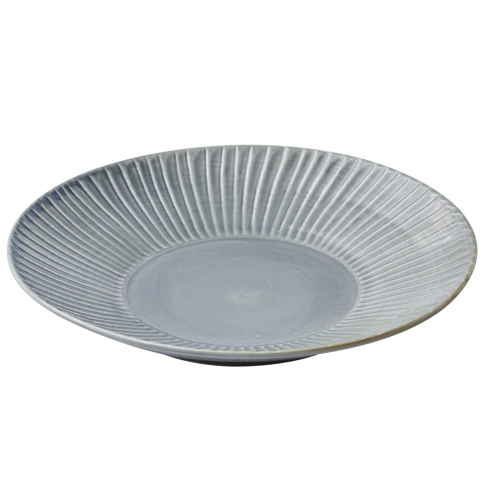 

Hasami ware by Kazumaki Kiln, Large Plate, 24cm, Carved Pattern, Indigo Ink and Grass and Forest Design, Microwave and Dishwasher Safe, 20275