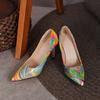 Women's Pointed Pumps Colorful High Heel Slip-On Wedding Shoes Thin Heels Bridal