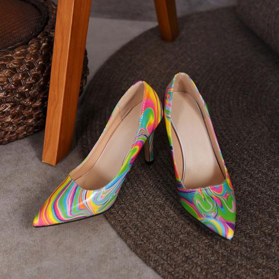 Women's Pointed Pumps Colorful High Heel Slip-On Wedding Shoes Thin Heels Bridal