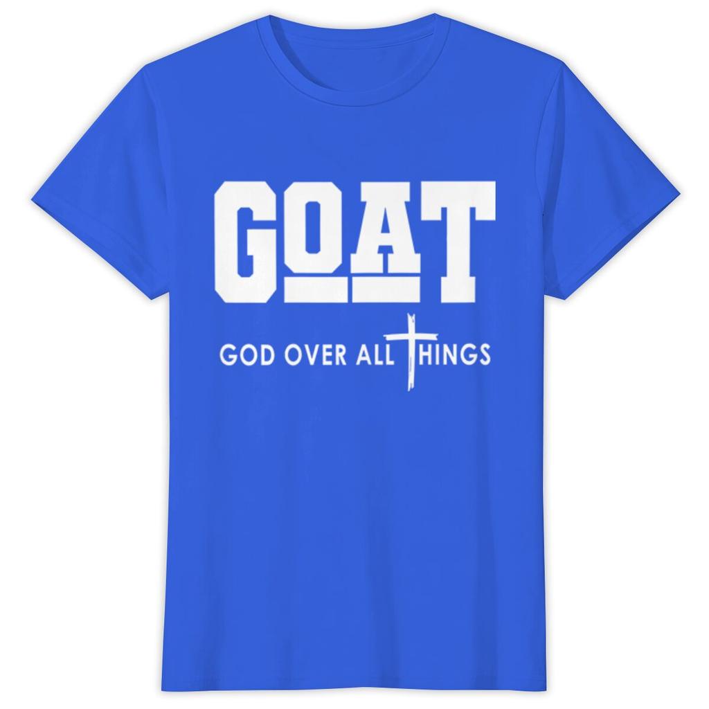 GOAT God Over All Things Tshirts Christian Cross Graphic T Shirts Short Sleeve Tee Unisexs Clothes Religious Faith Print Clothing