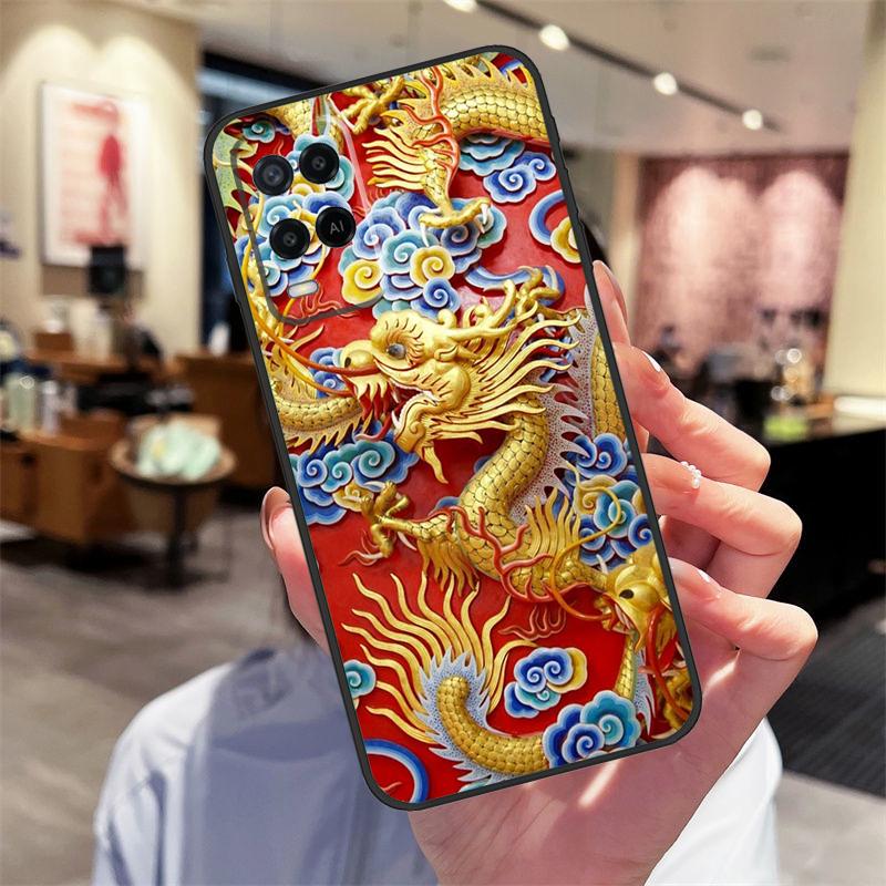 Chinese Dragon Case For Oppo A94 A74 A54 A18 A38 A58 A78 A98 A40 A60 A80 A16 A76 A96 A15 A17 A77 A57S Cover