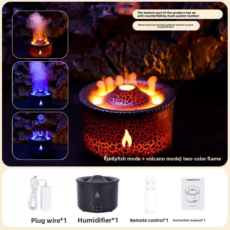 300ml Volcano Diffuser Essential Oil Diffuser Flame & Volcano Mist Mode US plug