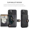 For iPhone 14 Plus Case JEEHOOD J01 Retro Leather Phone Back Cover with Detachable Magnetic Card Holder
