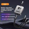 Universal 100w Fast Charging 3in1 Data Cable With Telescopic Design For Apple Huawei Android Devices