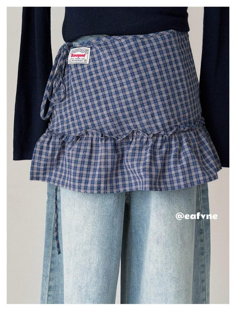 Korean Academy Style Plaid Ruffled High Waist Skirt