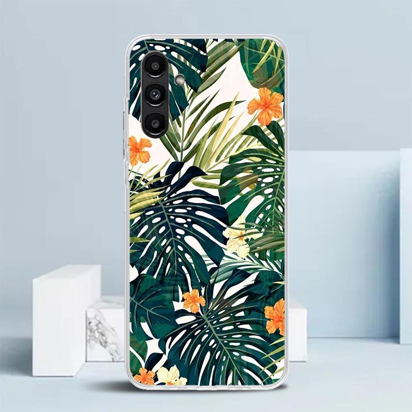 Summer Tropical Plants Green Leaf Phone Case For Samsung Galaxy A17 A37 A57 A16 A15 A14 A13 A56 A55 A54 A53 A36 A35 A34 A33 A26
