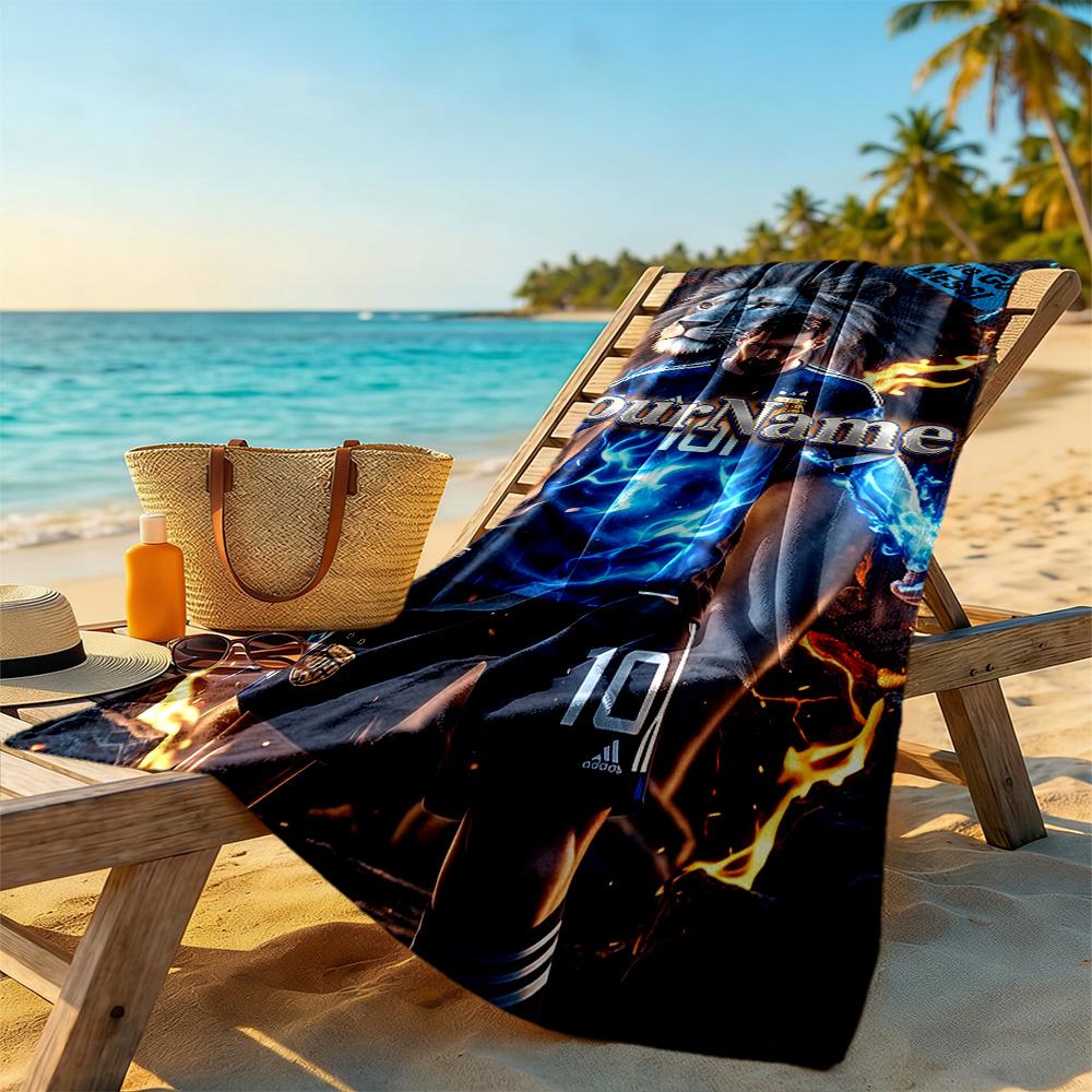 Messi Personalized Name Beach Towel Soft Durable Quick-Dry Suitable for Sports Travel Swimming Yoga Bathroom Beach And Pool