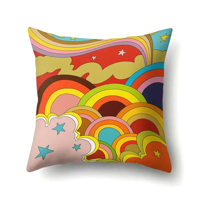 Mode Kissenbezug Cartoon Funda Cojin Sonnenaufgang Überwurfkissen für Schlafzimmer Regenbogen Kissenbezug Housse De Coussin Hogar