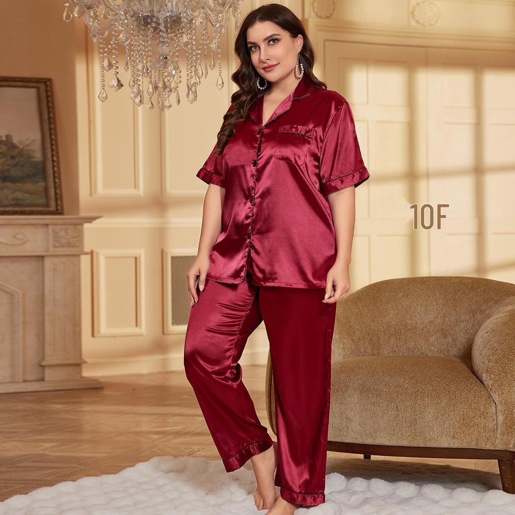 Danny Lin Summer Fashion Plus Size Casual Two-Piece Pajama Set with Loose Long Pants for Home Wear