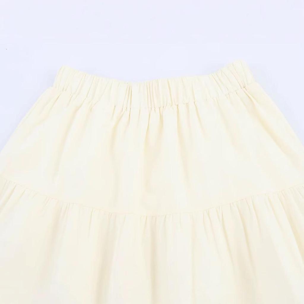 2025 Spring Women's Fashion European & American Style Cotton Striped Layered Midi Swing Skirt