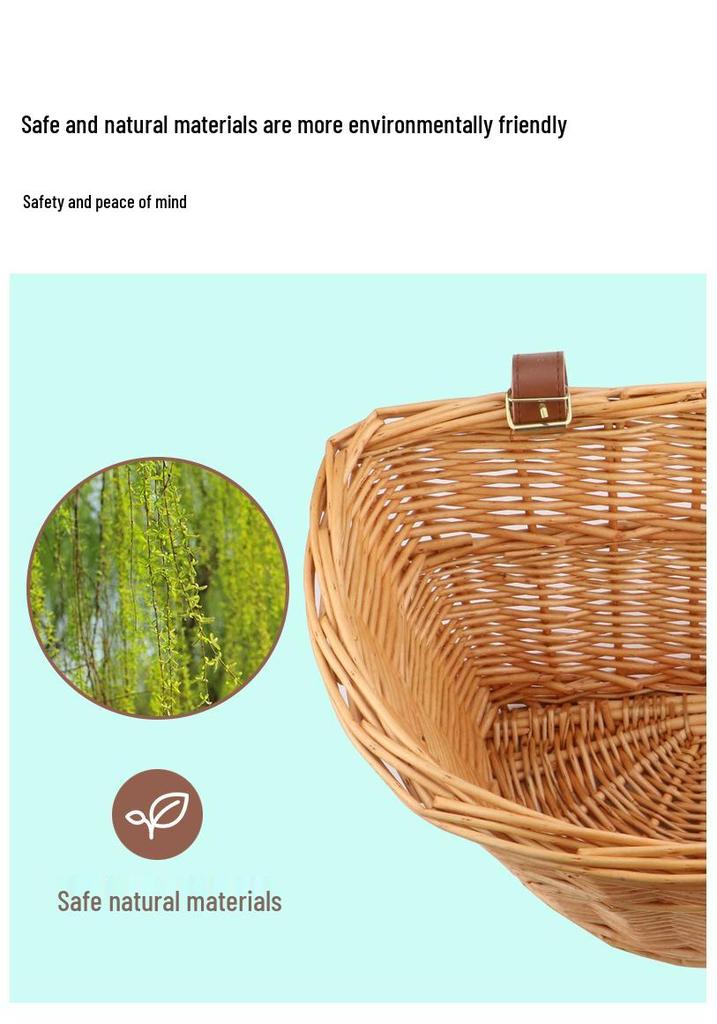 Rattan Bicycle Basket for Mountain Bikes and Pets – Multipurpose Cycling Accessory