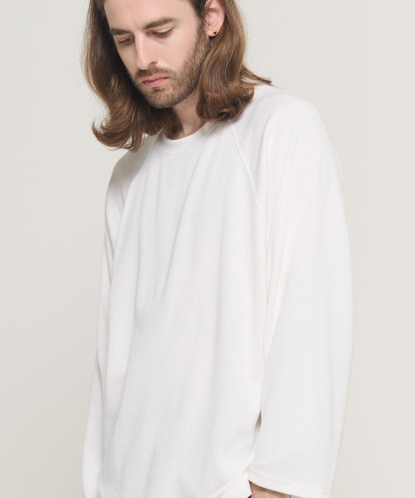 CARGOBROS Soft Raglan Layered Long Sleeve Knit (White)