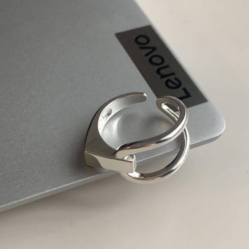 Geometric Asymmetrical Women s Adjustable Oval Ring - Fashionable Hip Hop Index Finger Jewelry Open Adjustable