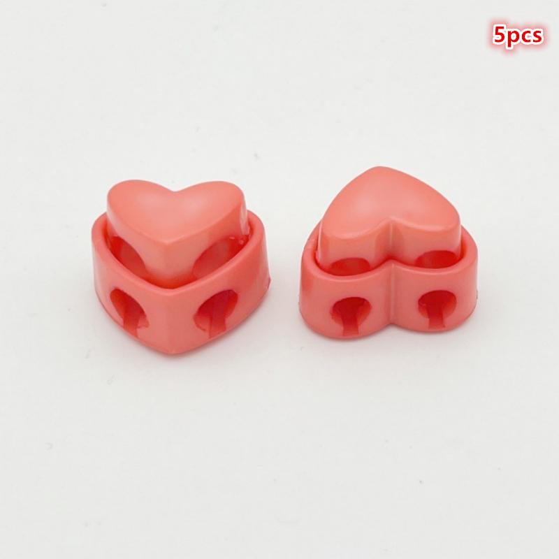 5Pcs Colorful Garment Stoppers Heart-Shaped Plastic Cord Locks Double Hole Spring Toggle Anti-Slip Stoppers Garment Accessories