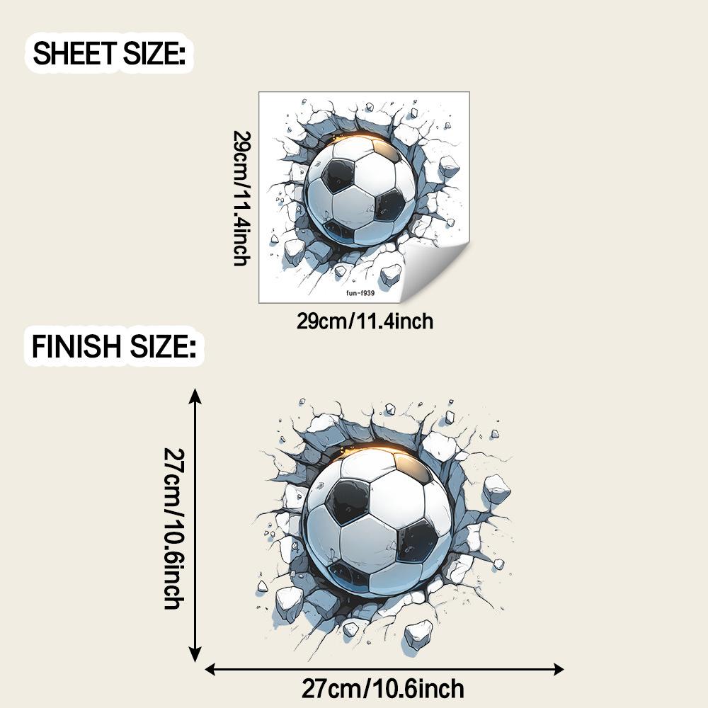 

Cartoon 3D Wall-breaking Football Living Room Entrance Hall Home Wall Decoration Stickers
