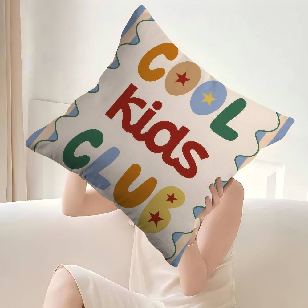 Modern Cartoon Cool Kids Club Cushion Cover Inches Farmhouse Decor Home Throw Pillow Covers for Couch Decorations