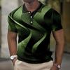 Men Gradient Polo Shirt Short Sleeve 3d Print Tops Fashion Polyester Breathable Comfortable Polos Shirts