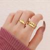 New Arrival Trendy Stainless Steel Bat Couple Rings for Women Men Punk Opening Hip Hop Rock Finger Jewelry Set Gift Colorfast