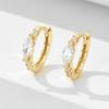 S925 Sterling Silver Luxury Diamond-encrusted Ear-buckle Circle Earrings Female Retro K-Gold Horse Eye Geometric Zircon Earrings