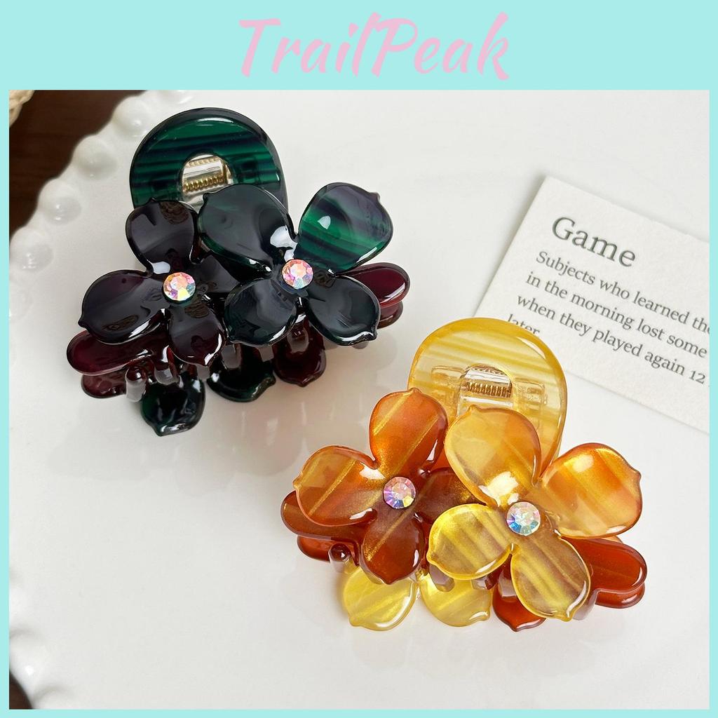 Premium Acetate Flower Hair Clip In Trendy Jelly Colors Perfect For Fashionable Women