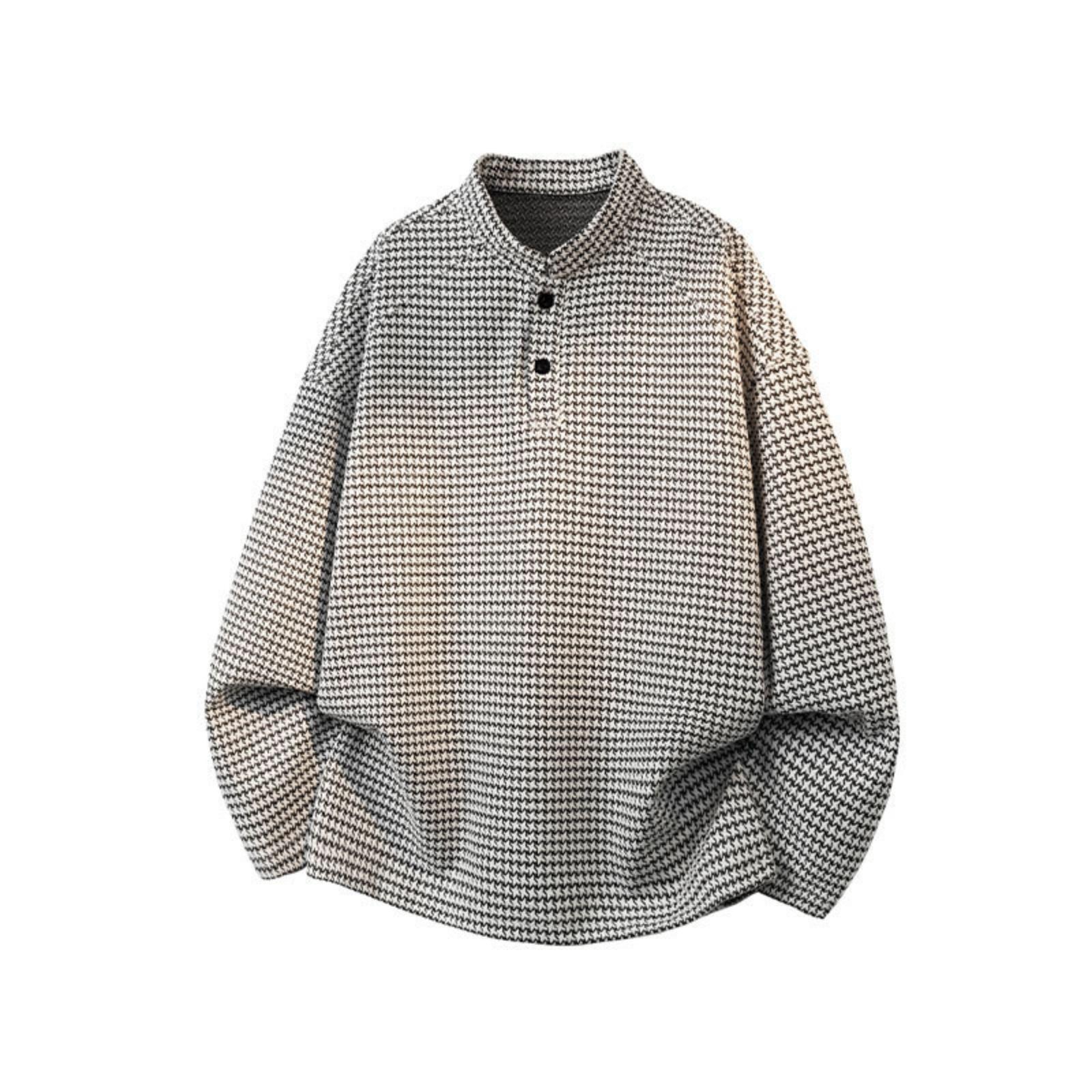 

Мужской повседневный и модный пуловер с принтом, мужская рубашка с длинным рукавом и свободным воротником-стойкой XXXL белый