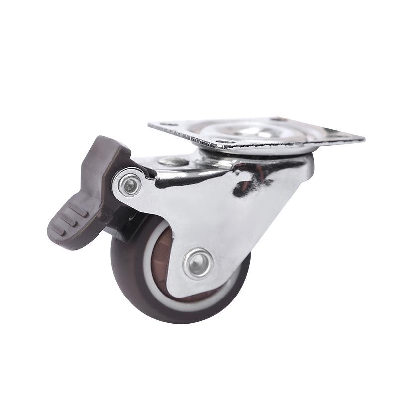 Lightweight Silent Rubber Furniture Casters with Brake, 1-inch & 2-inch Wheels