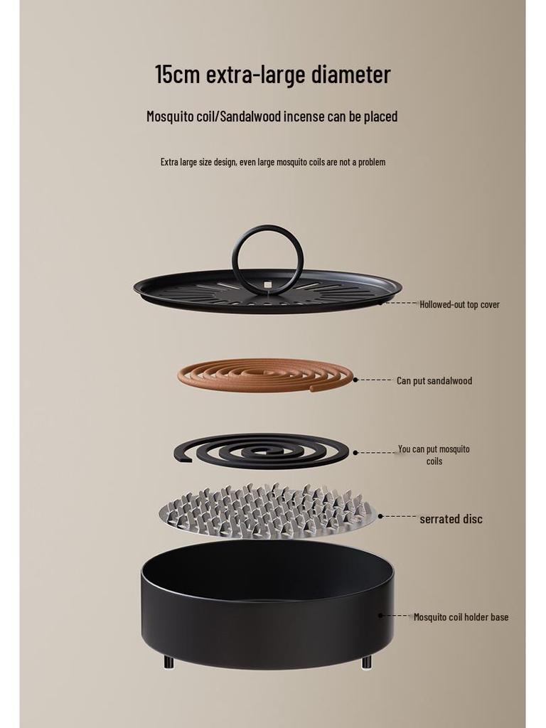 Creative Anti-Scald Mosquito Coil Holder with Lid - Wrought Iron Ash-Free Sandalwood Storage
