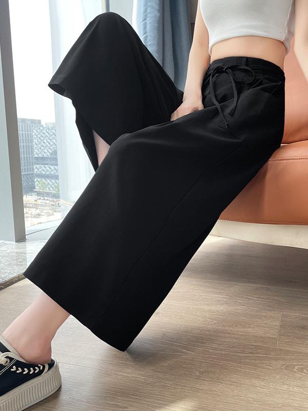 

Niche Casual High-Waisted Wide-Leg 8-Point Skirt Pants - Slimming Spring/Summer/Autumn Women s Straight Pants M (Premium Quality) чёрный