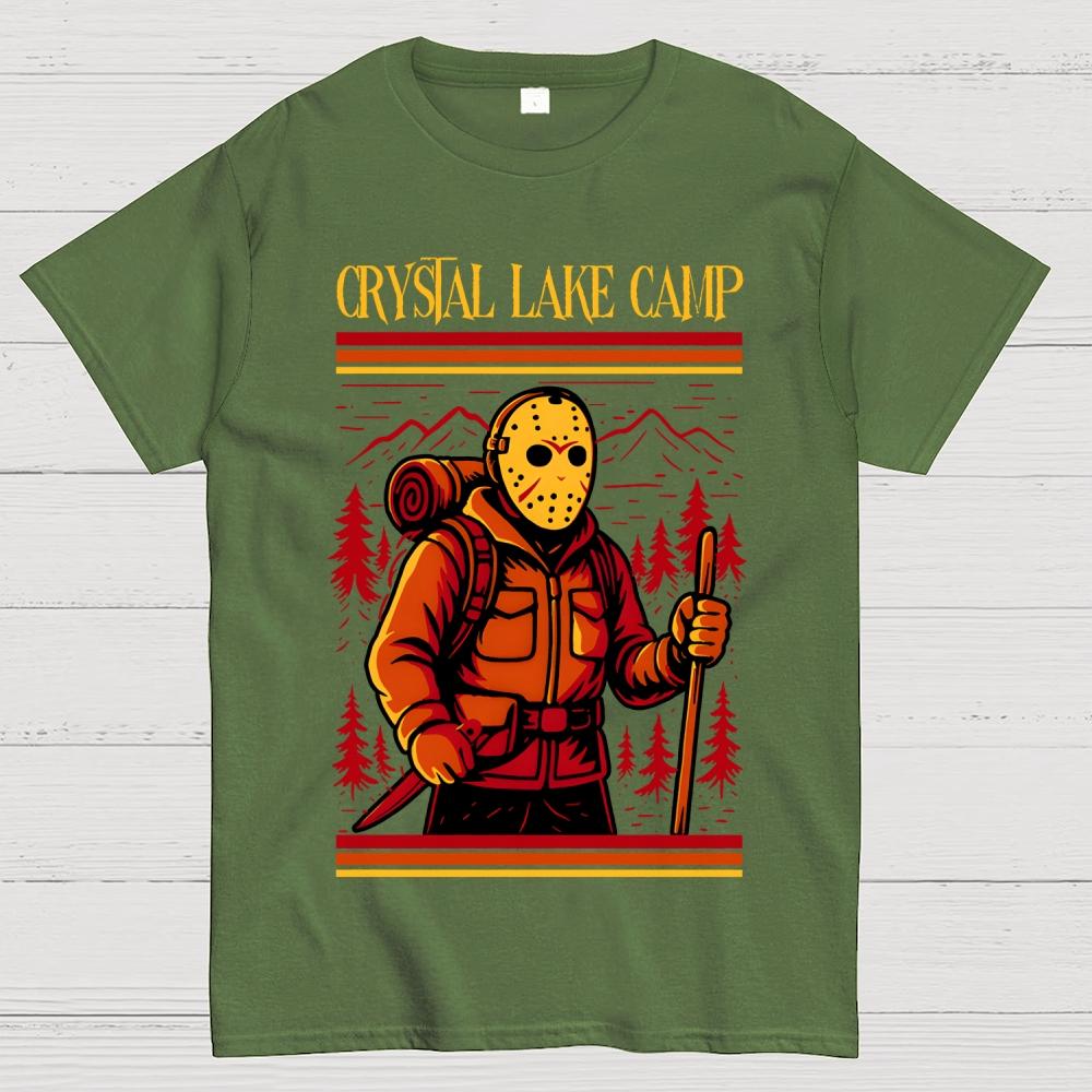 Retro Slasher Camping Halloween Unisex 100% Cotton Summer Casual Cool Loose T-Shirt