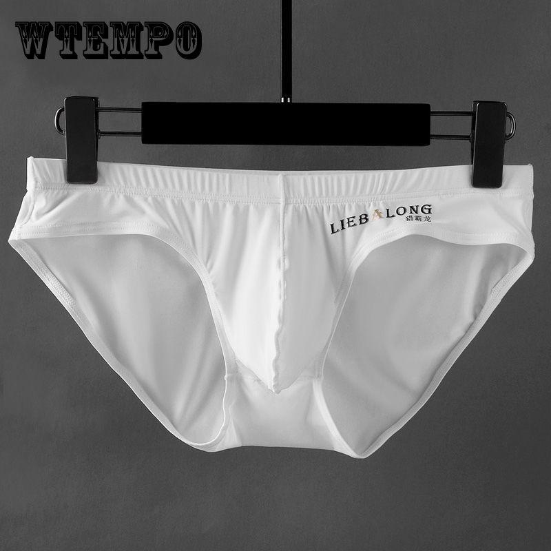 

Мужские трусы из ледяного шелка с низкой талией, сексуальные летние ультратонкие дышащие шорты с большим мешком