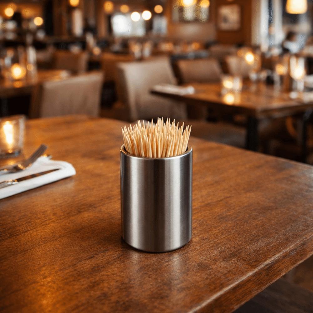 Modern Stainless Steel Fruit Fork Holder Cylinder Durable Toothpick Container Multi-functional Toothpick Jar Holder Gift Idea