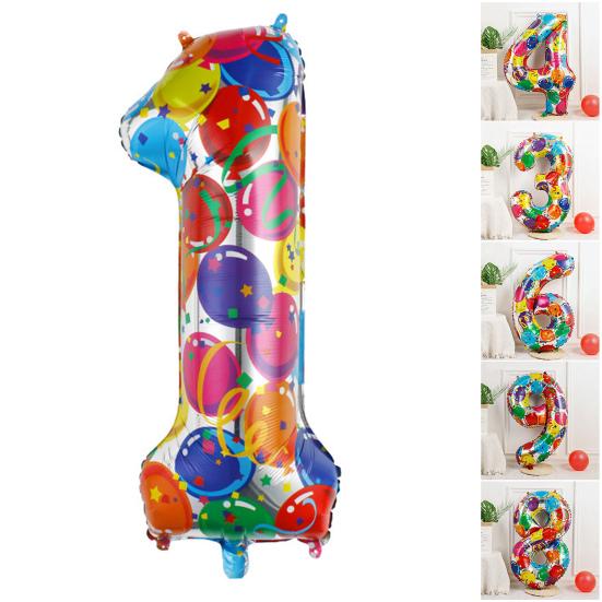 40 Inch Aluminum Foil Number Balloon Colorful 2024 New Year Large Size Balloon Celebration Decoration Party Supplies