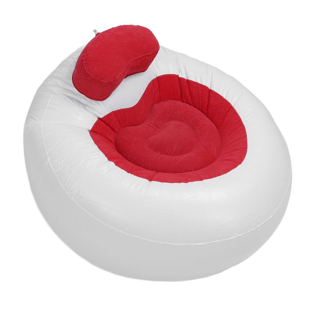 Scaun Sofa PVC Flockat Model Inimă Iubitoare Canapea Moale Gonflabilă pentru Living Balcon Exterior