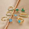 3PCS/Set Fashion Waterdrop Shape Zircon Hoop Earrings For Women Delicate Triangle Shaped Flower Stud Earrings Piercing Jewelry