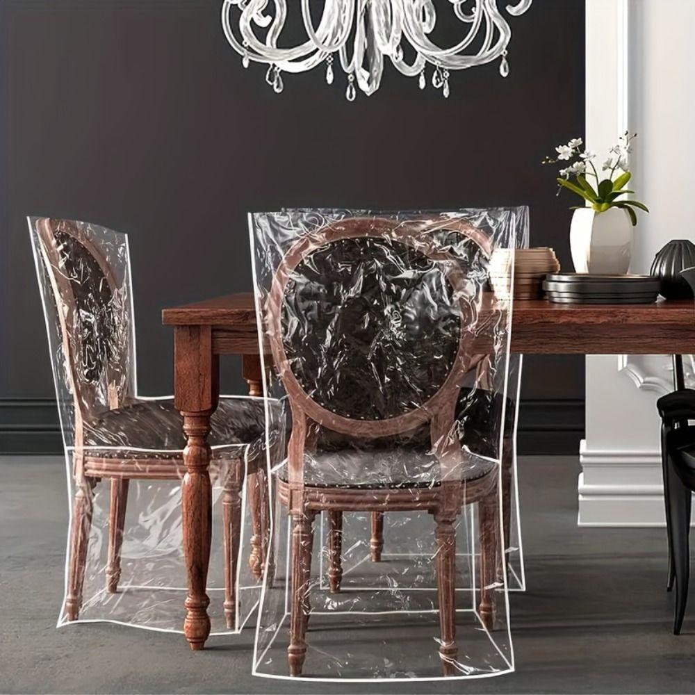 Transparent Plastic Dining Chair Covers Anti-Scratch Furniture Protector Household