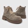 Mens Casual Chunky Sole Martin Boots Low-Cut Lace-Up Round Toe Workwear Style