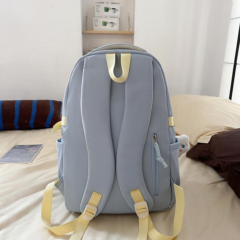 Contrast Color Girls Backpack Junior High School Student Schoolbag Lightweight Women's Backpack