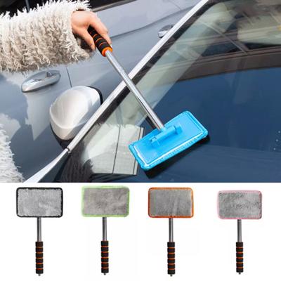 Car Windshield Cleaner Tool with Extendable Handle Reusable Microfiber Pads Expandable Cleaning Brush for
