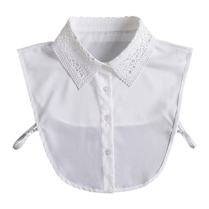 Hollow Lace Chiffon Doll Cotton Fake Collar Blouse Sweater Detachable Shirt Collar False Collar Lapel Women Top Collars Decor