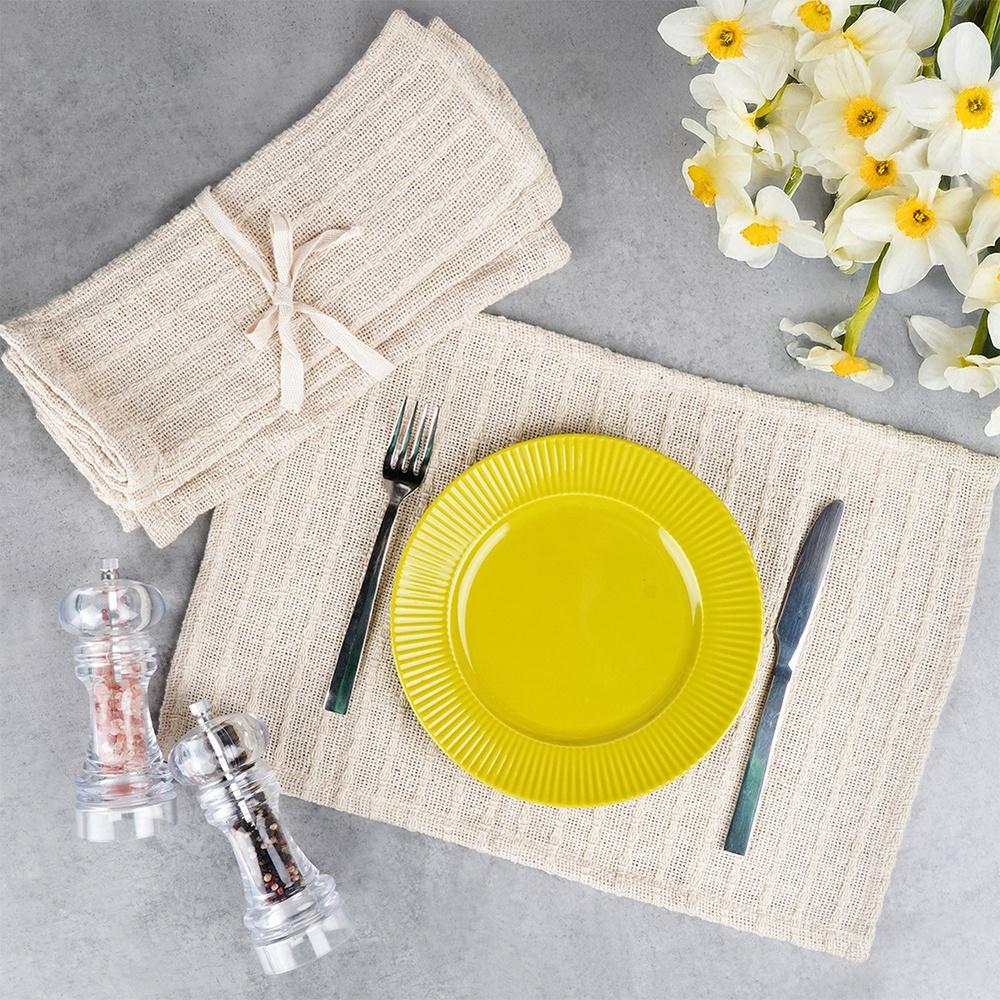 4x Rectangular Kitchen Protective Mat for Table Plates and Cutlery