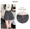 Women's Summer 2024 Gray Pleated High-Waist A-Line Skirt Shorts - Slim, Loose Fit