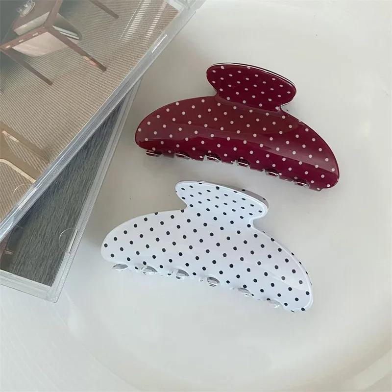 Pinza per Capelli Vintage con Stampa Pois Acrilica di Grandi Dimensioni a Forma di Squalo Fermaglio Semplice Elegante Fermagli per Capelli Accessori per Capelli da Donna