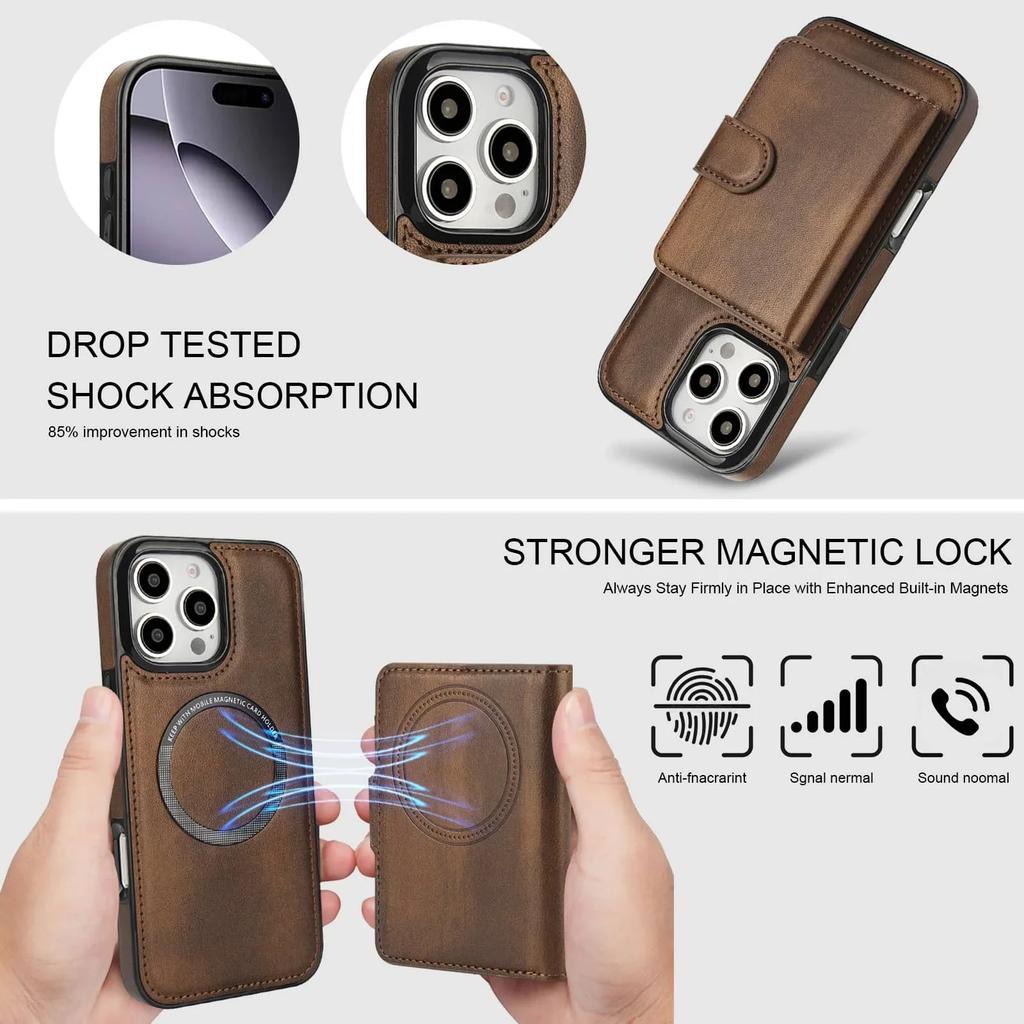 Wallet Case for iPhone 16/15/14/13/12/11 Pro Max Mini 7 8 SE Compatible with Magnetic, Detachable Magnetic Case with Card Holder