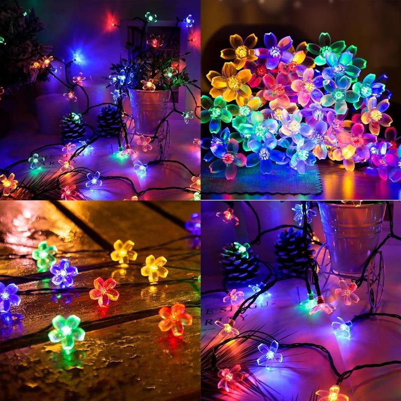 5M 20LED Solar String Lights Outdoor Waterproof 8 Mode Cherry Flower Light For Yard Garden Lawn Holiday Wedding Party Decoration