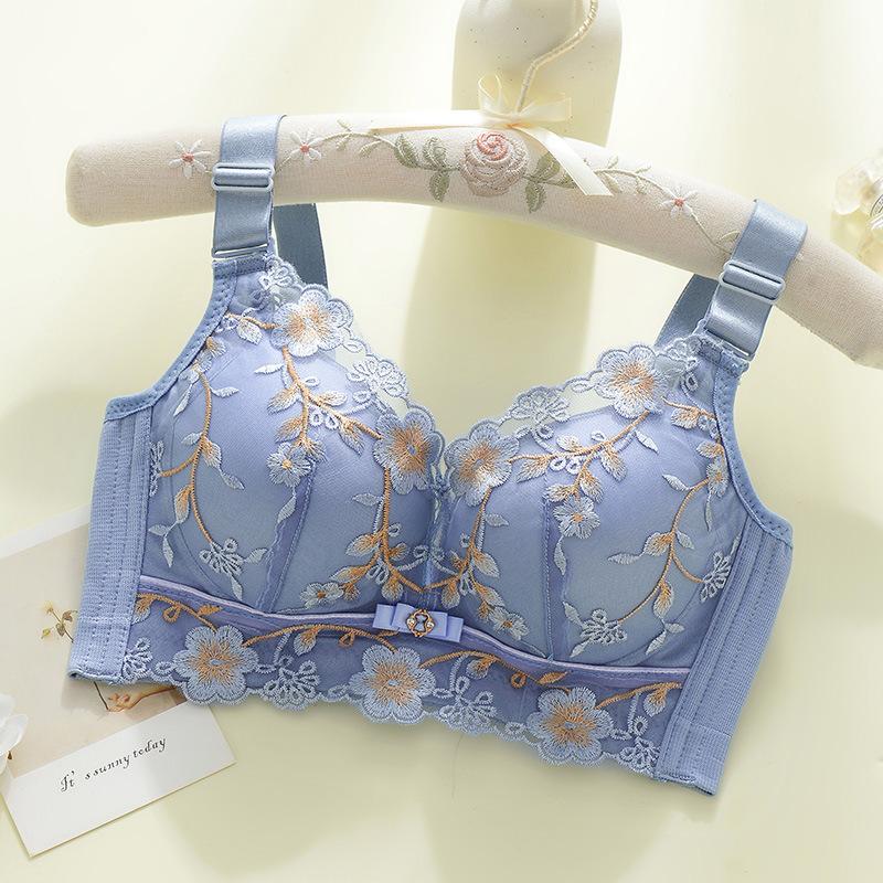 Embroidered Bra for Women Gathering and Collecting Accessory Bras Adjustable Bra Without Steel Rings
