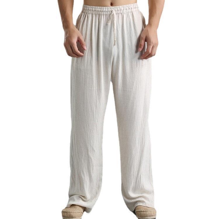 Men's Large Size Straight Trousers Loose Trend Casual Trousers Linen Breathable Sports Trousers Man
