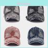 Casquette de baseball en jean délavé et usé à visière incurvée pour hommes et femmes